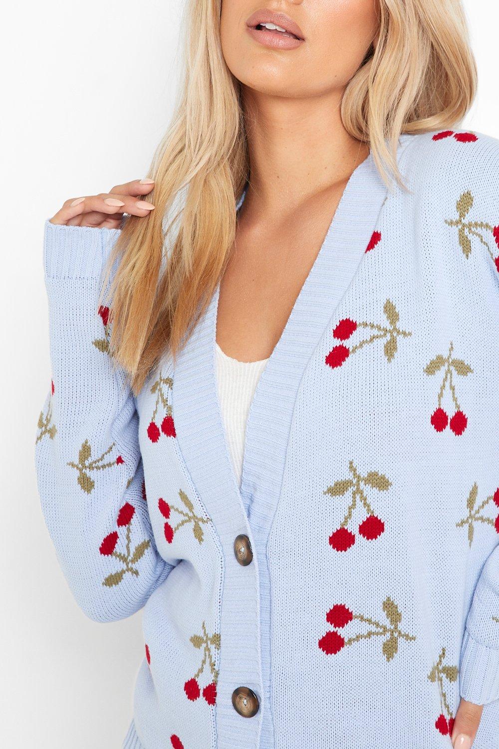 cropped cherry cardigan